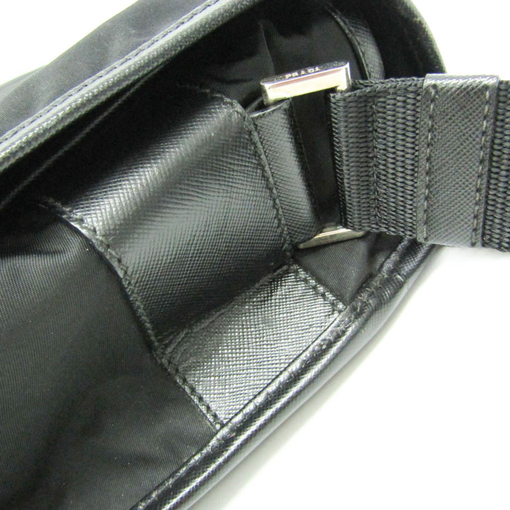 PRADA Black Leather Messenger Shoulder Bag - Picture 13 of 16